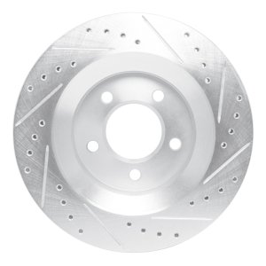 Chrysler Concorde Brake Rotor (1) - Front Left - R1 Concepts - Drilled & Slotted - Silver - `99-`04